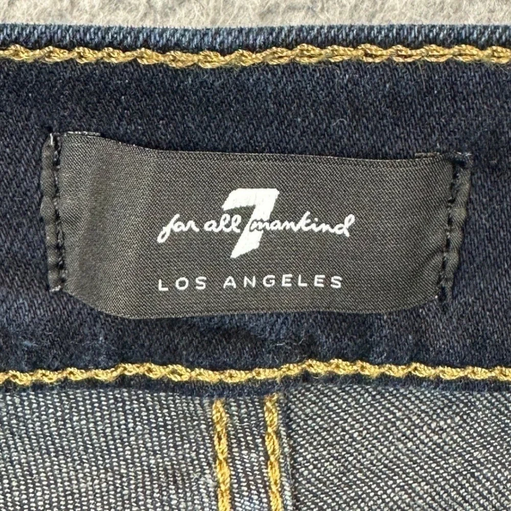 NEW 7 For All Mankind Jeans Mens 42 Blue Straight Tapered Leg Dark Wash Stretch